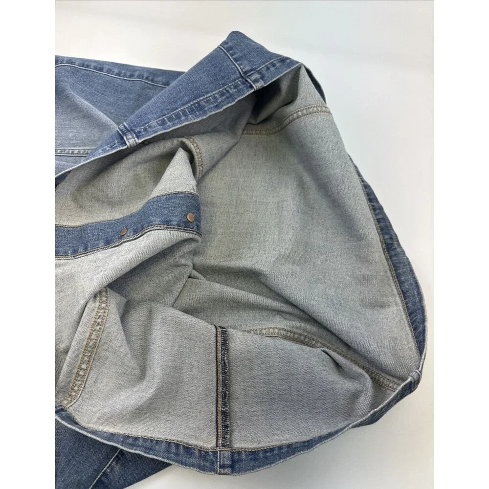 Express Jeans Denim Midi Skirt Button Front A-line Western Country Boho Women 14